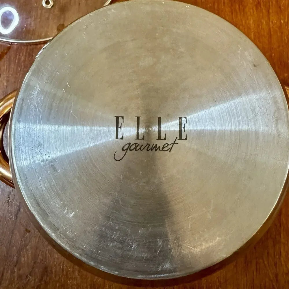 ELLE Gourmet Copper Handle Stainless Steel Covered Casserole Pot 8” Dutch Oven